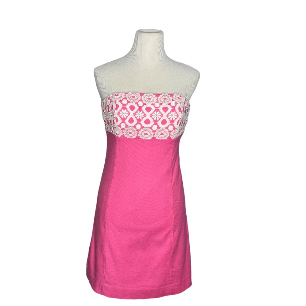 Lilly Pulitzer Bowen Dress Bodice Lace Hottie Pink Size 4